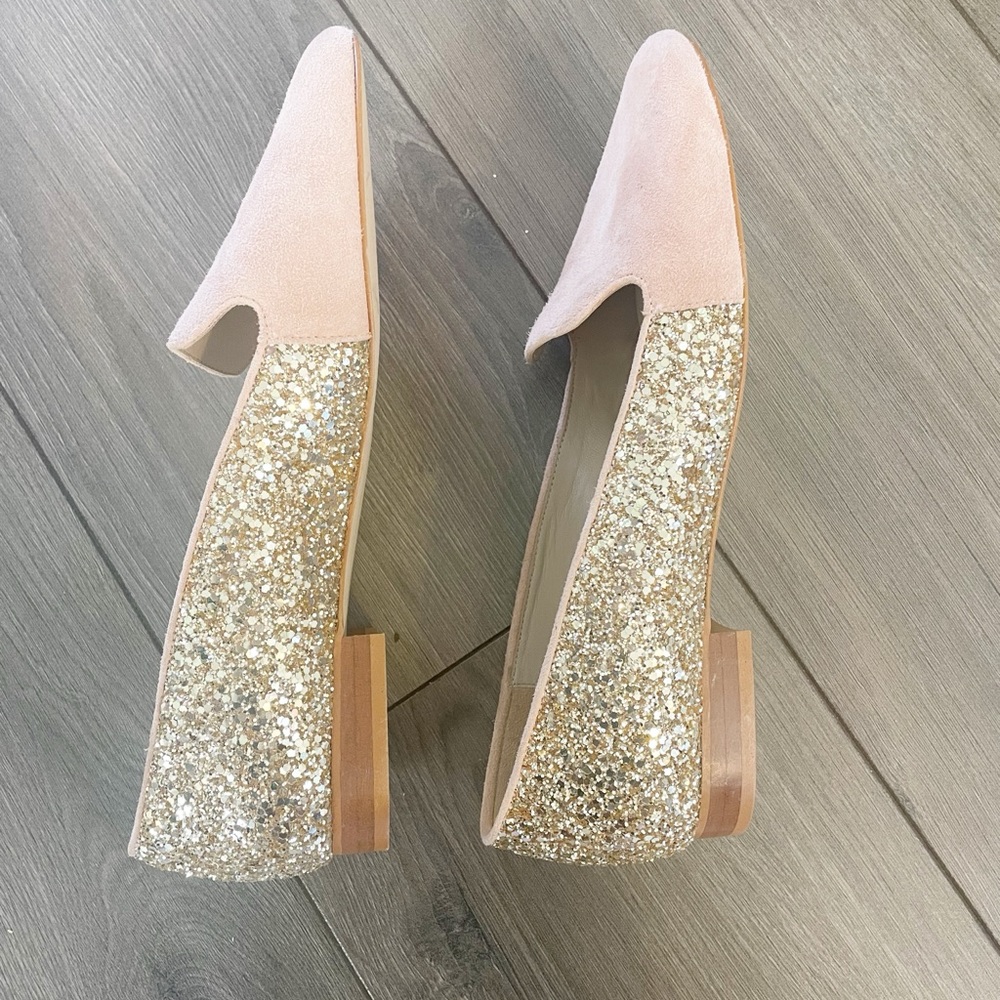 Anaki Paris Pink & Gold Glitter Slip On Loafer